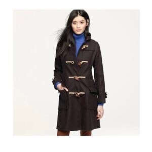 J Crew Wool Blend Black Trench Jacket Pea Coat Zipper Size 00 Nautical Preppy